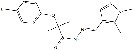 2-(4-chlorophenoxy)-N'-[(1,5-dimethyl-1H-pyrazol-4-yl)methylene]-2-methylpropanohydrazide Struktur