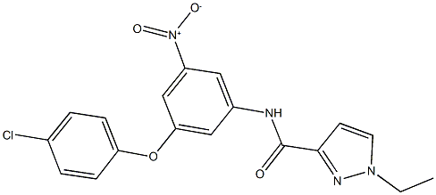 N-{3-(4-chlorophenoxy)-5-nitrophenyl}-1-ethyl-1H-pyrazole-3-carboxamide Struktur