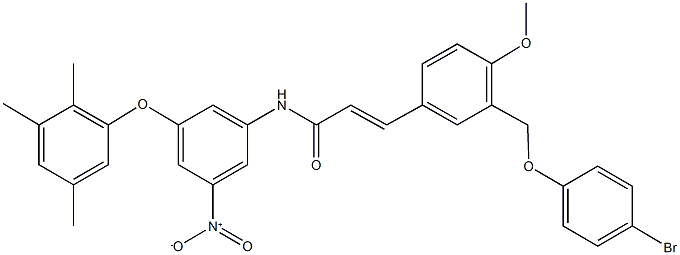 3-{3-[(4-bromophenoxy)methyl]-4-methoxyphenyl}-N-[3-nitro-5-(2,3,5-trimethylphenoxy)phenyl]acrylamide Struktur