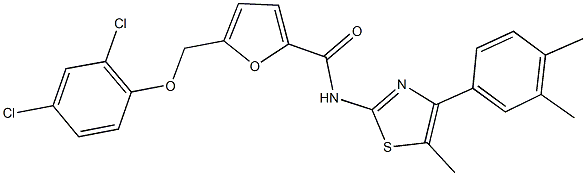 5-[(2,4-dichlorophenoxy)methyl]-N-[4-(3,4-dimethylphenyl)-5-methyl-1,3-thiazol-2-yl]-2-furamide Struktur