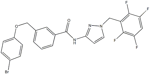 3-[(4-bromophenoxy)methyl]-N-[1-(2,3,5,6-tetrafluorobenzyl)-1H-pyrazol-3-yl]benzamide Struktur