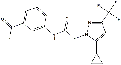 N-(3-acetylphenyl)-2-[5-cyclopropyl-3-(trifluoromethyl)-1H-pyrazol-1-yl]acetamide Struktur