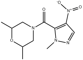 4-({4-nitro-1-methyl-1H-pyrazol-5-yl}carbonyl)-2,6-dimethylmorpholine Struktur