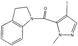 1-[(4-iodo-1-methyl-1H-pyrazol-5-yl)carbonyl]indoline Struktur