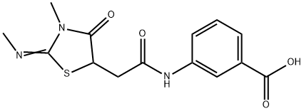 3-({[3-methyl-2-(methylimino)-4-oxo-1,3-thiazolidin-5-yl]acetyl}amino)benzoic acid Struktur