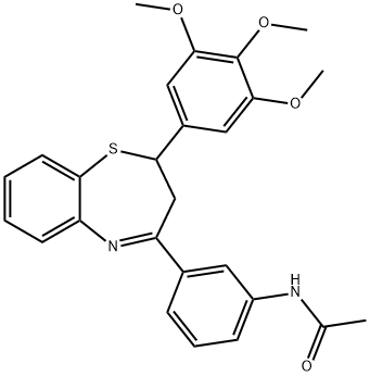 N-{3-[2-(3,4,5-trimethoxyphenyl)-2,3-dihydro-1,5-benzothiazepin-4-yl]phenyl}acetamide Struktur