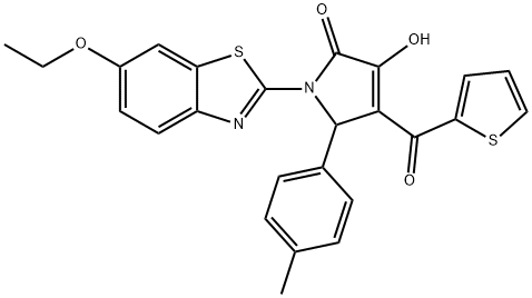 1-(6-ethoxy-1,3-benzothiazol-2-yl)-3-hydroxy-5-(4-methylphenyl)-4-(thien-2-ylcarbonyl)-1,5-dihydro-2H-pyrrol-2-one Struktur