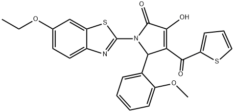 1-(6-ethoxy-1,3-benzothiazol-2-yl)-3-hydroxy-5-(2-methoxyphenyl)-4-(2-thienylcarbonyl)-1,5-dihydro-2H-pyrrol-2-one Struktur