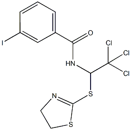 3-iodo-N-[2,2,2-trichloro-1-(4,5-dihydro-1,3-thiazol-2-ylsulfanyl)ethyl]benzamide Struktur