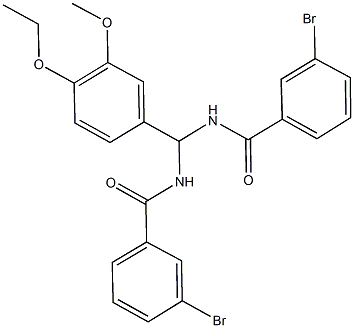 3-bromo-N-[[(3-bromobenzoyl)amino](4-ethoxy-3-methoxyphenyl)methyl]benzamide Struktur