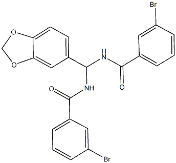 N-{1,3-benzodioxol-5-yl[(3-bromobenzoyl)amino]methyl}-3-bromobenzamide Struktur