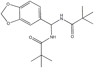 N-{1,3-benzodioxol-5-yl[(2,2-dimethylpropanoyl)amino]methyl}-2,2-dimethylpropanamide Struktur