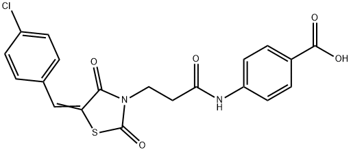 4-({3-[5-(4-chlorobenzylidene)-2,4-dioxo-1,3-thiazolidin-3-yl]propanoyl}amino)benzoic acid Struktur