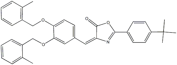 4-{3,4-bis[(2-methylbenzyl)oxy]benzylidene}-2-(4-tert-butylphenyl)-1,3-oxazol-5(4H)-one Struktur