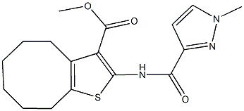 methyl 2-{[(1-methyl-1H-pyrazol-3-yl)carbonyl]amino}-4,5,6,7,8,9-hexahydrocycloocta[b]thiophene-3-carboxylate Struktur