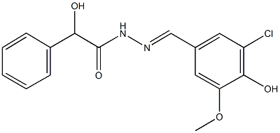 N'-(3-chloro-4-hydroxy-5-methoxybenzylidene)-2-hydroxy-2-phenylacetohydrazide Struktur