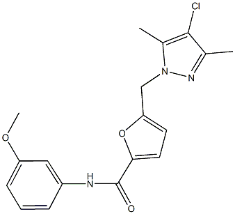 5-[(4-chloro-3,5-dimethyl-1H-pyrazol-1-yl)methyl]-N-(3-methoxyphenyl)-2-furamide Struktur