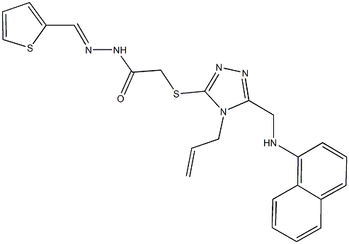 2-({4-allyl-5-[(1-naphthylamino)methyl]-4H-1,2,4-triazol-3-yl}sulfanyl)-N'-(2-thienylmethylene)acetohydrazide Struktur