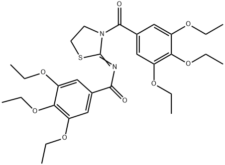 3,4,5-triethoxy-N-[3-(3,4,5-triethoxybenzoyl)-1,3-thiazolidin-2-ylidene]benzamide Struktur