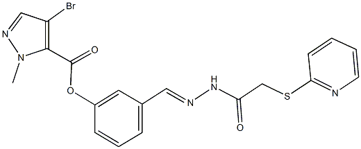 3-{2-[(2-pyridinylsulfanyl)acetyl]carbohydrazonoyl}phenyl 4-bromo-1-methyl-1H-pyrazole-5-carboxylate Struktur