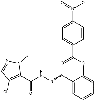 2-{2-[(4-chloro-1-methyl-1H-pyrazol-5-yl)carbonyl]carbohydrazonoyl}phenyl 4-nitrobenzoate Struktur