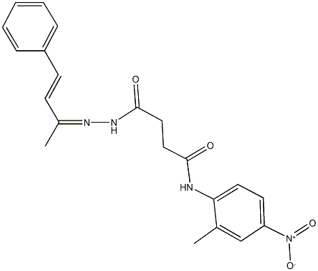 N-{4-nitro-2-methylphenyl}-4-[2-(1-methyl-3-phenyl-2-propenylidene)hydrazino]-4-oxobutanamide Struktur