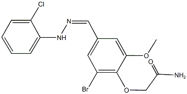 2-{2-bromo-4-[2-(2-chlorophenyl)carbohydrazonoyl]-6-methoxyphenoxy}acetamide Struktur