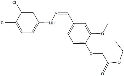 ethyl {4-[2-(3,4-dichlorophenyl)carbohydrazonoyl]-2-methoxyphenoxy}acetate Struktur