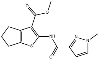 methyl 2-{[(1-methyl-1H-pyrazol-3-yl)carbonyl]amino}-5,6-dihydro-4H-cyclopenta[b]thiophene-3-carboxylate Struktur