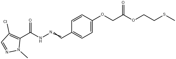 2-(methylsulfanyl)ethyl (4-{2-[(4-chloro-1-methyl-1H-pyrazol-5-yl)carbonyl]carbohydrazonoyl}phenoxy)acetate Struktur