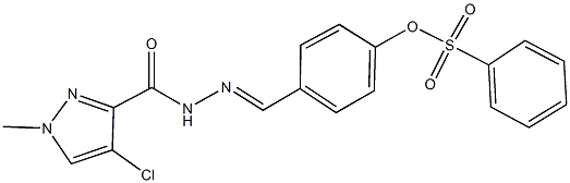 4-{2-[(4-chloro-1-methyl-1H-pyrazol-3-yl)carbonyl]carbohydrazonoyl}phenyl benzenesulfonate Struktur