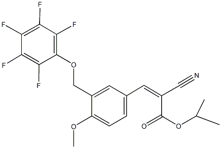 isopropyl 2-cyano-3-{4-methoxy-3-[(2,3,4,5,6-pentafluorophenoxy)methyl]phenyl}acrylate Struktur