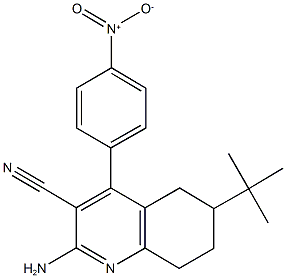 2-amino-6-tert-butyl-4-{4-nitrophenyl}-5,6,7,8-tetrahydro-3-quinolinecarbonitrile Struktur