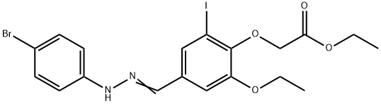 ethyl {4-[2-(4-bromophenyl)carbohydrazonoyl]-2-ethoxy-6-iodophenoxy}acetate Struktur