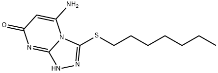 5-amino-3-(heptylsulfanyl)[1,2,4]triazolo[4,3-a]pyrimidin-7(8H)-one Struktur