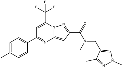 N-[(1,3-dimethyl-1H-pyrazol-4-yl)methyl]-N-methyl-5-(4-methylphenyl)-7-(trifluoromethyl)pyrazolo[1,5-a]pyrimidine-2-carboxamide Struktur