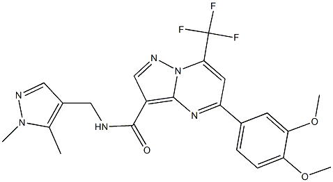 5-(3,4-dimethoxyphenyl)-N-[(1,5-dimethyl-1H-pyrazol-4-yl)methyl]-7-(trifluoromethyl)pyrazolo[1,5-a]pyrimidine-3-carboxamide Struktur