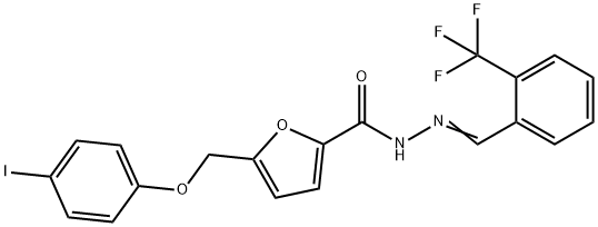 5-[(4-iodophenoxy)methyl]-N'-[2-(trifluoromethyl)benzylidene]-2-furohydrazide Struktur