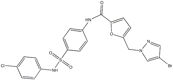 5-[(4-bromo-1H-pyrazol-1-yl)methyl]-N-{4-[(4-chloroanilino)sulfonyl]phenyl}-2-furamide Struktur