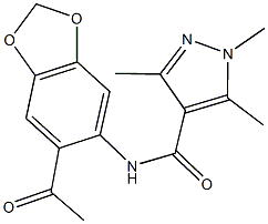 N-(6-acetyl-1,3-benzodioxol-5-yl)-1,3,5-trimethyl-1H-pyrazole-4-carboxamide Struktur