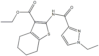 ethyl 2-{[(1-ethyl-1H-pyrazol-3-yl)carbonyl]amino}-4,5,6,7-tetrahydro-1-benzothiophene-3-carboxylate Struktur