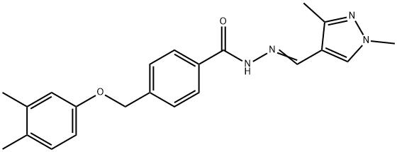 4-[(3,4-dimethylphenoxy)methyl]-N'-[(1,3-dimethyl-1H-pyrazol-4-yl)methylene]benzohydrazide Struktur