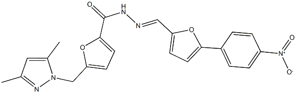 5-[(3,5-dimethyl-1H-pyrazol-1-yl)methyl]-N'-[(5-{4-nitrophenyl}-2-furyl)methylene]-2-furohydrazide Struktur