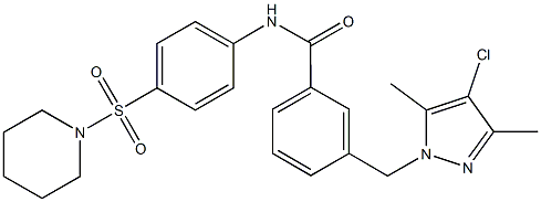 3-[(4-chloro-3,5-dimethyl-1H-pyrazol-1-yl)methyl]-N-[4-(1-piperidinylsulfonyl)phenyl]benzamide Struktur