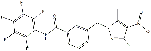 3-({4-nitro-3,5-dimethyl-1H-pyrazol-1-yl}methyl)-N-(2,3,4,5,6-pentafluorophenyl)benzamide Struktur