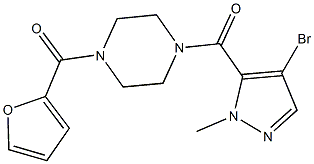 1-[(4-bromo-1-methyl-1H-pyrazol-5-yl)carbonyl]-4-(2-furoyl)piperazine Struktur