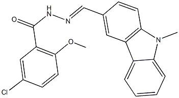 5-chloro-2-methoxy-N'-[(9-methyl-9H-carbazol-3-yl)methylene]benzohydrazide Struktur