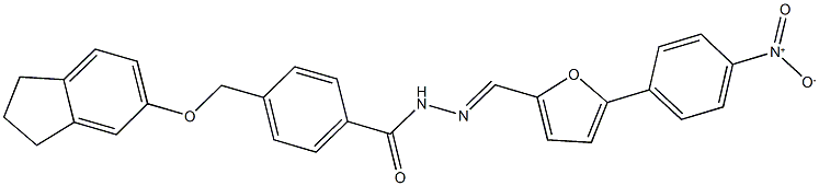 4-[(2,3-dihydro-1H-inden-5-yloxy)methyl]-N'-[(5-{4-nitrophenyl}-2-furyl)methylene]benzohydrazide Struktur