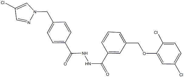 N'-{4-[(4-chloro-1H-pyrazol-1-yl)methyl]benzoyl}-3-[(2,5-dichlorophenoxy)methyl]benzohydrazide Struktur