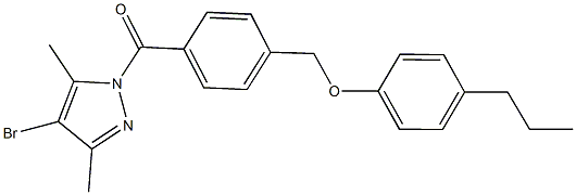 4-[(4-bromo-3,5-dimethyl-1H-pyrazol-1-yl)carbonyl]benzyl 4-propylphenyl ether Struktur